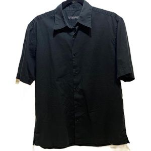 Men’s Via Europa Medium Button Down Casual Short Sleeves in Black